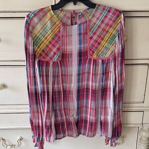 Anthropologie bl-nk London Multicolor Plaid Blouse EUC, just had dry cleaned.